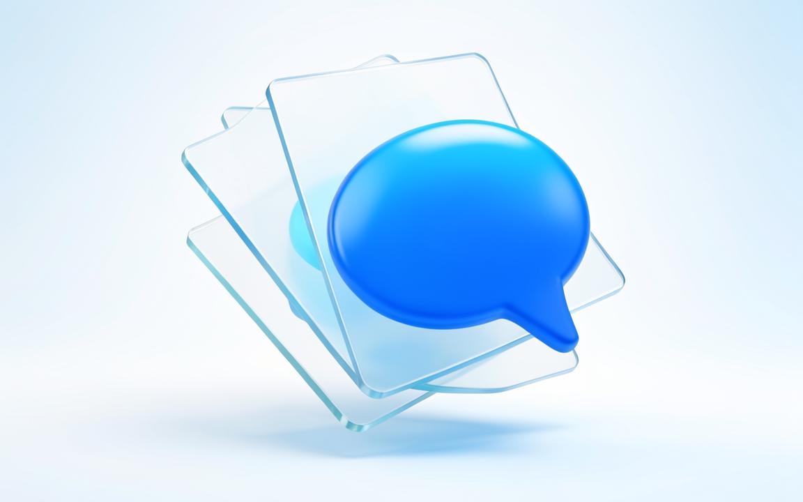 Abstract glass illustration of stacked documents and a chat bubble for Chunker the Chunky